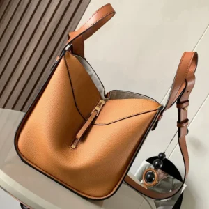 Loewe Unisex Compact Hammock Bag in Soft Grained Calfskin-Brown