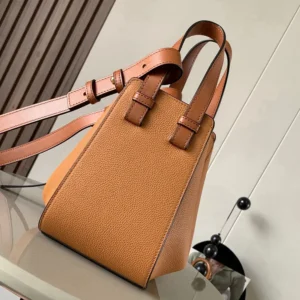 Loewe Unisex Compact Hammock Bag in Soft Grained Calfskin-Brown