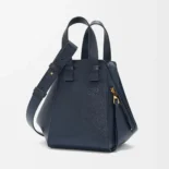 Loewe Unisex Compact Hammock Bag in Soft Grained Calfskin-Deep Navy