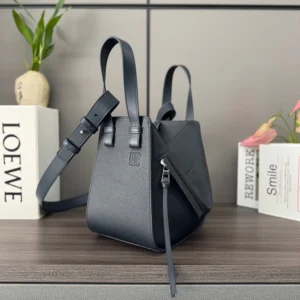 Loewe Unisex Compact Hammock Bag in Soft Grained Calfskin-Deep Navy