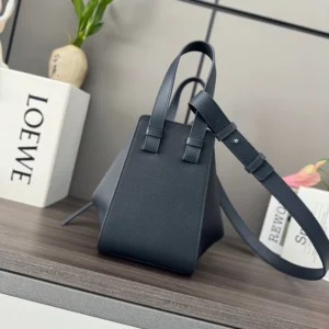 Loewe Unisex Compact Hammock Bag in Soft Grained Calfskin-Deep Navy