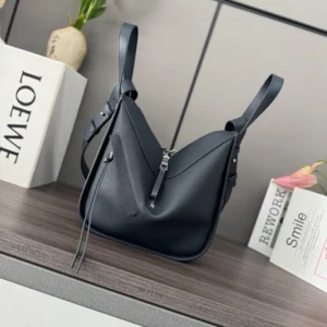 Loewe Unisex Compact Hammock Bag in Soft Grained Calfskin-Deep Navy