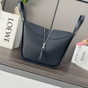 Loewe Unisex Compact Hammock Bag in Soft Grained Calfskin-Deep Navy