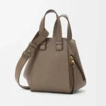 Loewe Unisex Compact Hammock Bag in Soft Grained Calfskin-Grey