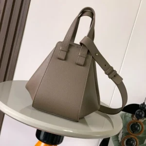 Loewe Unisex Compact Hammock Bag in Soft Grained Calfskin-Grey