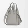 Loewe Unisex Compact Hammock Bag in Soft Grained Calfskin-Silver