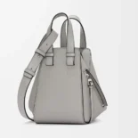 Loewe Unisex Compact Hammock Bag in Soft Grained Calfskin-Silver