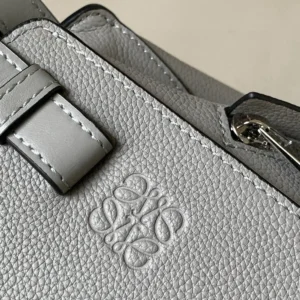 Loewe Unisex Compact Hammock Bag in Soft Grained Calfskin-Silver