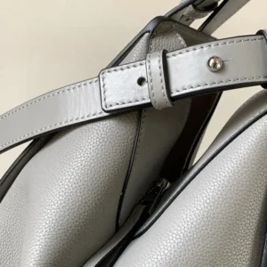 Loewe Unisex Compact Hammock Bag in Soft Grained Calfskin-Silver