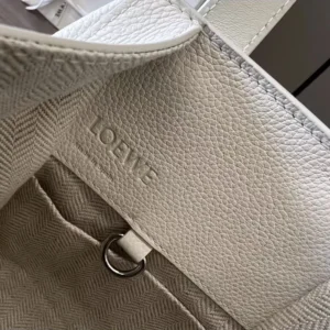 Loewe Unisex Compact Hammock Bag in Soft Grained Calfskin-White