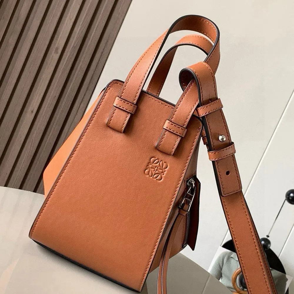 Loewe Unisex Compact Hammock Bag in in Classic Calfskin-Tan