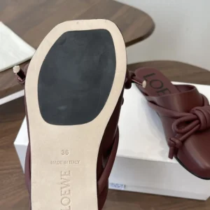 Loewe Women Flamenco Knot Mule in Lambskin-Dark Chestnut L815379X98