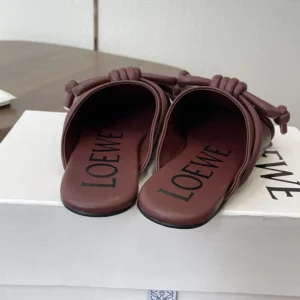 Loewe Women Flamenco Knot Mule in Lambskin-Dark Chestnut L815379X98