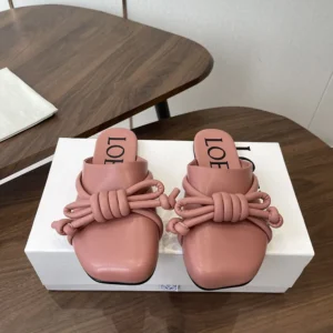 Loewe Women Flamenco Knot Mule in Lambskin-Pink L815379X98