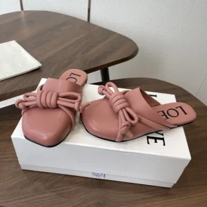 Loewe Women Flamenco Knot Mule in Lambskin-Pink L815379X98