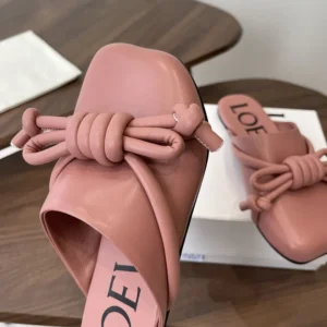 Loewe Women Flamenco Knot Mule in Lambskin-Pink L815379X98