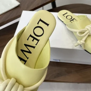 Loewe Women Flamenco Knot Mule in Lambskin-Yellow L815379X98