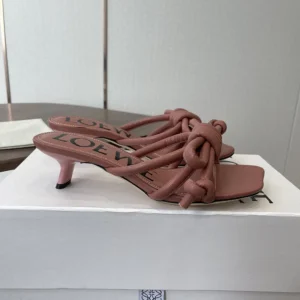 Loewe Women Flamenco Knot Sandal in Lambskin-Pink LLSP465X10