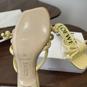 Loewe Women Flamenco Knot Sandal in Lambskin-Yellow LLSP465X10