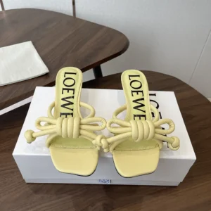 Loewe Women Flamenco Knot Sandal in Lambskin-Yellow LLSP465X10