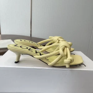 Loewe Women Flamenco Knot Sandal in Lambskin-Yellow LLSP465X10