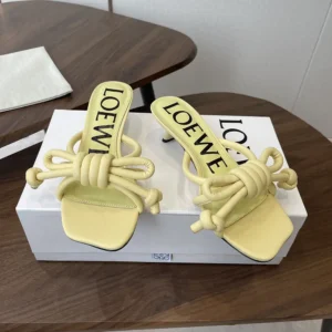 Loewe Women Flamenco Knot Sandal in Lambskin-Yellow LLSP465X10