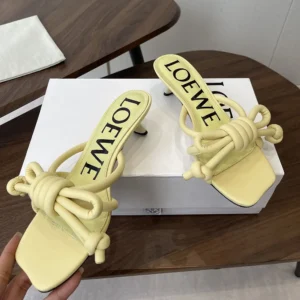 Loewe Women Flamenco Knot Sandal in Lambskin-Yellow LLSP465X10