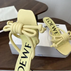 Loewe Women Flamenco Knot Sandal in Lambskin-Yellow LLSP465X10