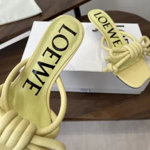 Loewe Women Flamenco Knot Sandal in Lambskin-Yellow LLSP465X10