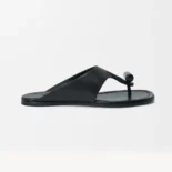 Loewe Women Toggle Flat Sandal in Shiny Smoot Calfskin-Black L815465XB9