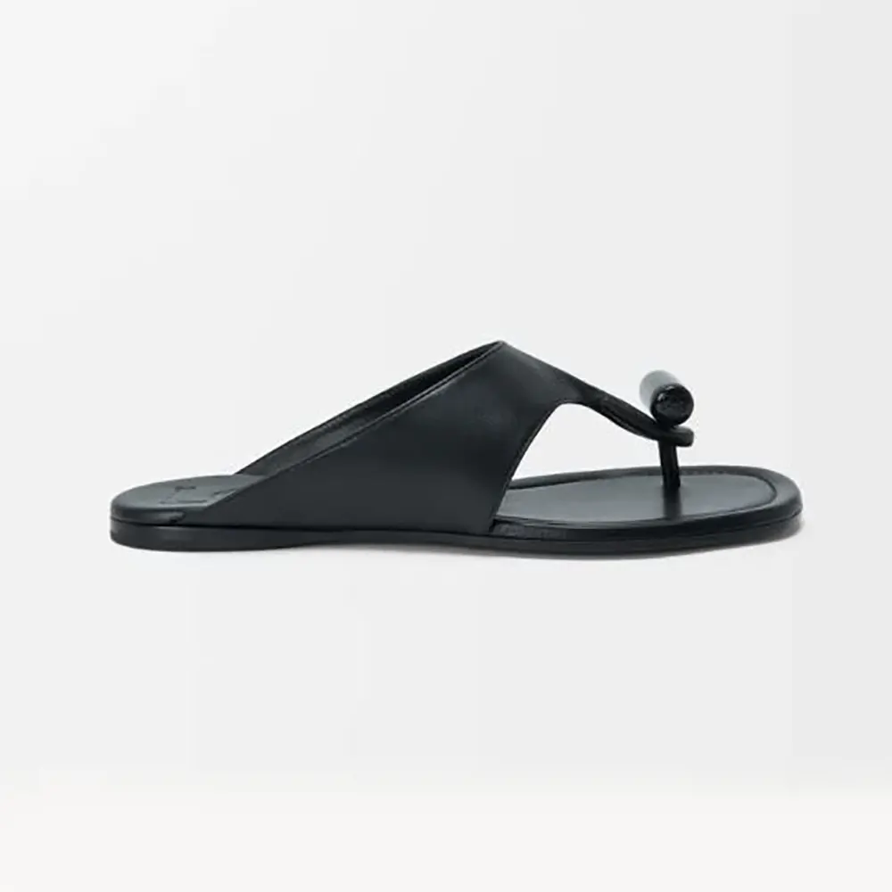 Loewe Women Toggle Flat Sandal in Shiny Smoot Calfskin-Black L815465XB9 1 Loewe Women Toggle Flat Sandal in Shiny Smoot Calfskin-Black L815465XB9