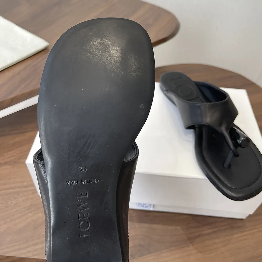 Loewe Women Toggle Flat Sandal in Shiny Smoot Calfskin-Black L815465XB9 10 Loewe Women Toggle Flat Sandal in Shiny Smoot Calfskin-Black L815465XB9