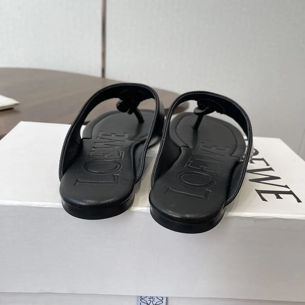 Loewe Women Toggle Flat Sandal in Shiny Smoot Calfskin-Black L815465XB9 8 Loewe Women Toggle Flat Sandal in Shiny Smoot Calfskin-Black L815465XB9