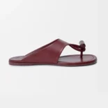 Loewe Women Toggle Flat Sandal in Shiny Smoot Calfskin-Burnt Red L815465XB9