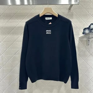 Miu Miu Women Cashmere Crew-Neck Sweater-Black