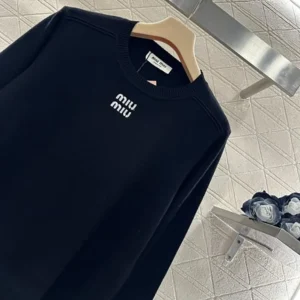Miu Miu Women Cashmere Crew-Neck Sweater-Black