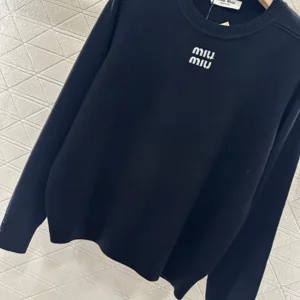 Miu Miu Women Cashmere Crew-Neck Sweater-Black