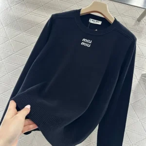 Miu Miu Women Cashmere Crew-Neck Sweater-Black