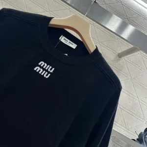 Miu Miu Women Cashmere Crew-Neck Sweater-Black