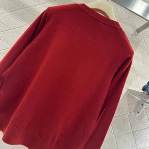 Miu Miu Women Cashmere Crew-Neck Sweater-Red