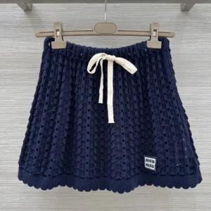 Miu Miu Women Cotton Miniskirt-Nvay MMG5881847F0008