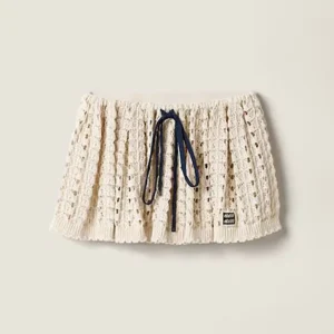 Miu Miu Women Cotton Miniskirt-White MMG5881847F0018