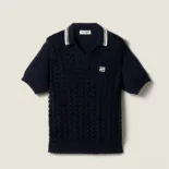 Miu Miu Women Cotton Polo Shirt-Navy MML03L1847F0008