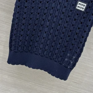 Miu Miu Women Cotton Polo Shirt-Navy MML03L1847F0008