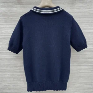 Miu Miu Women Cotton Polo Shirt-Navy MML03L1847F0008