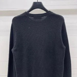 Miu Miu Women Double Cashmere Sweater with Logo-Black