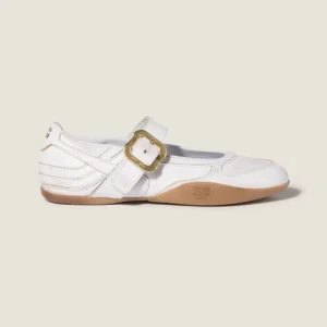 Miu Miu Women Gymnasium Leather Ballerinas With Strap and Buckle 5F686E