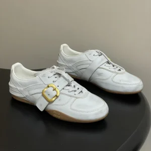Miu Miu Women Gymnasium Leather Sneakers With Strap and Buckle 5E549E