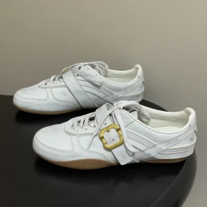 Miu Miu Women Gymnasium Leather Sneakers With Strap and Buckle 5E549E