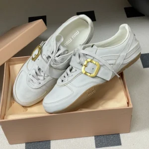 Miu Miu Women Gymnasium Leather Sneakers With Strap and Buckle 5E549E
